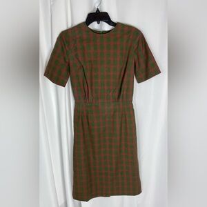 Vintage 60s Nubby Cotton Plaid Dress